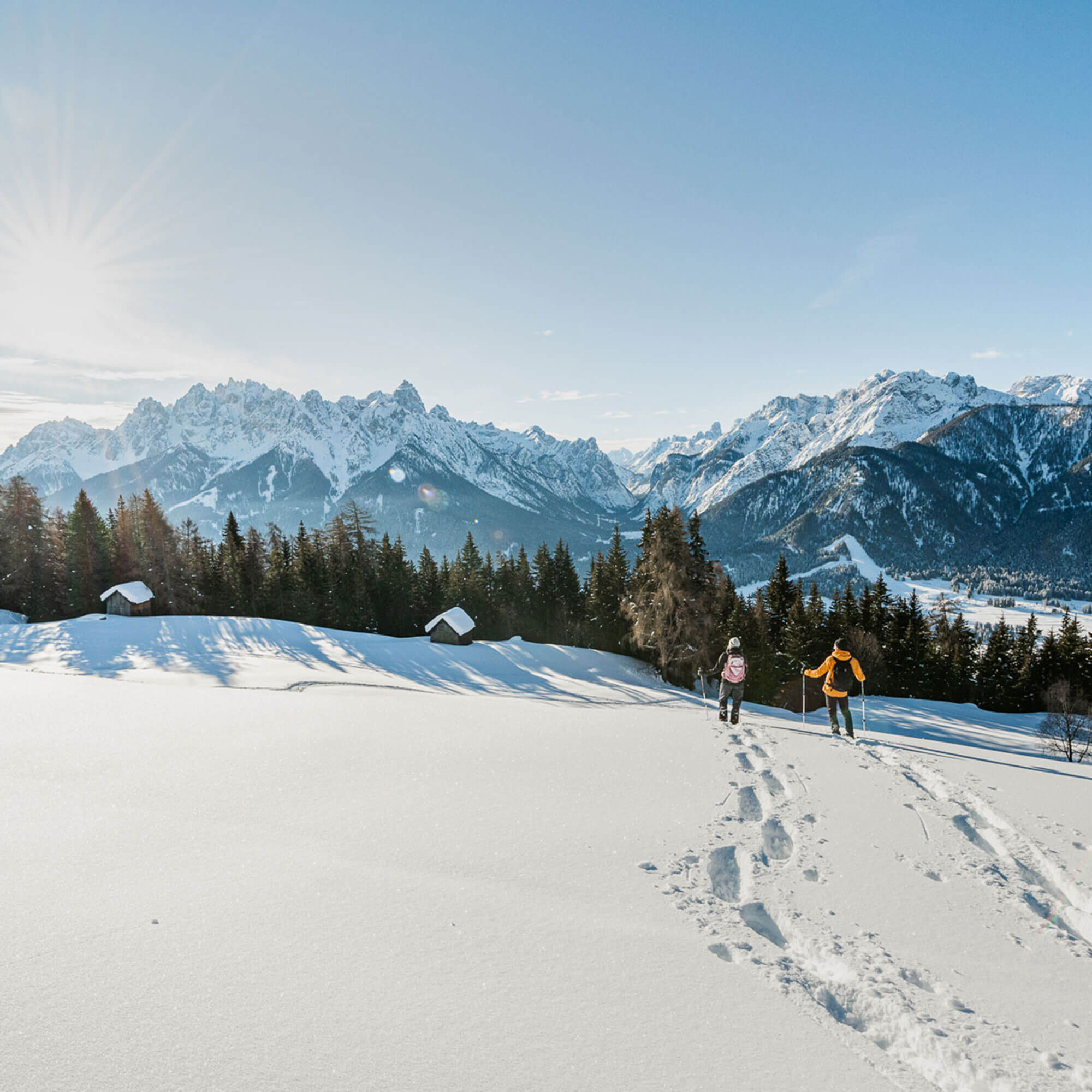 Snowshoe hiking in Alta Pusteria